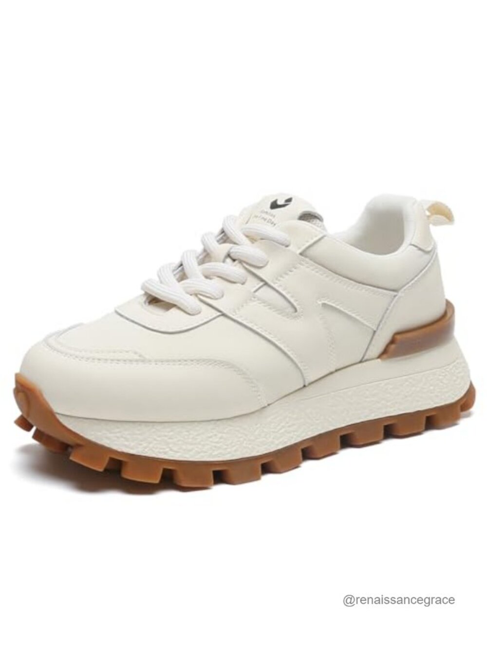 Women Platform Chunky Sneakers Lace-up Walking Shoes 1.96in Heel Breathable